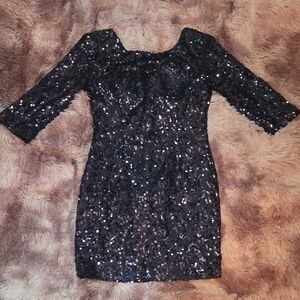 Angeleye Elegant Black Sequin Dress